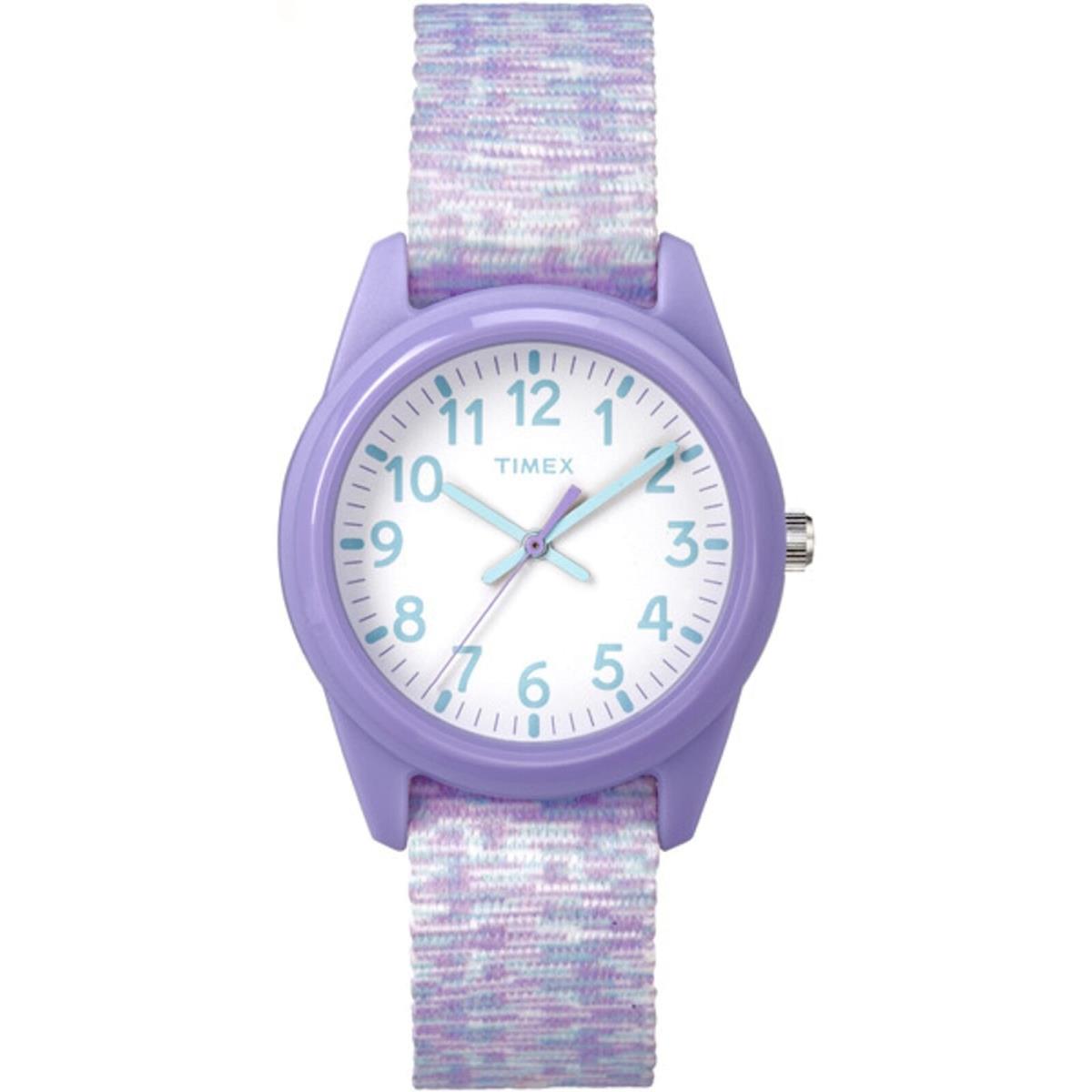 Timex Girls TW7C12200 Time Machines Purple/white Sport Elastic Fabric Strap