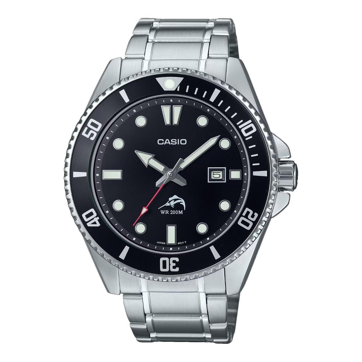 Casio MDV106DD-1A1V Men`s Duro 200M Stainless Steel Black Dial Analog Dive Watch - Dial: Black, Band: Silver, Bezel: Black