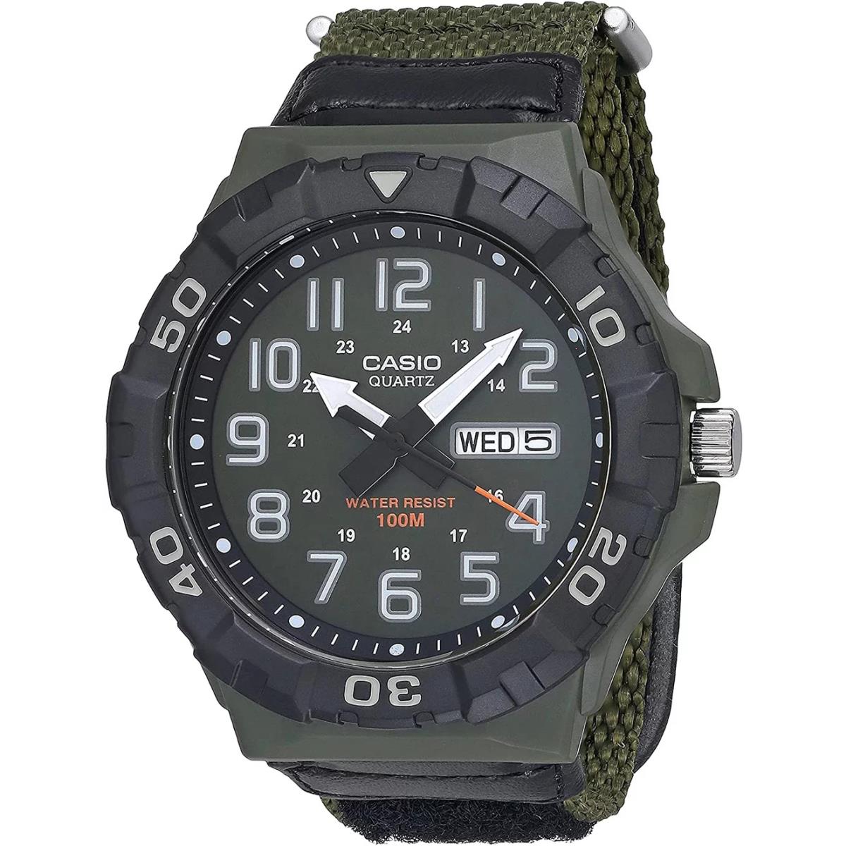 Casio Men`s Analog Sport Watch with Green Nylon Strap