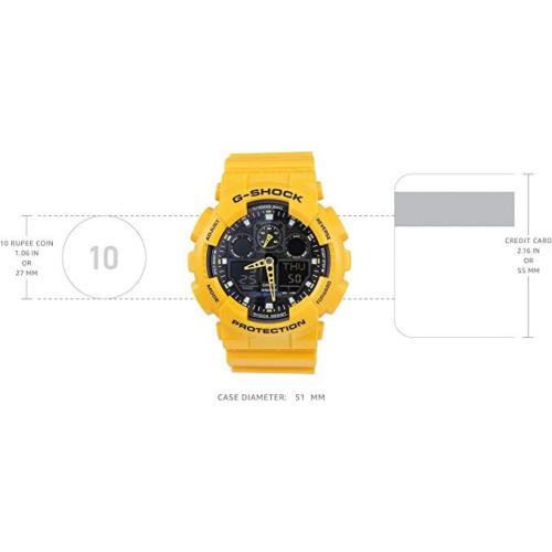 Casio G-shock GA100A-9A XL Standard Analog-digital Yellow Resin 200m Men`s Watch