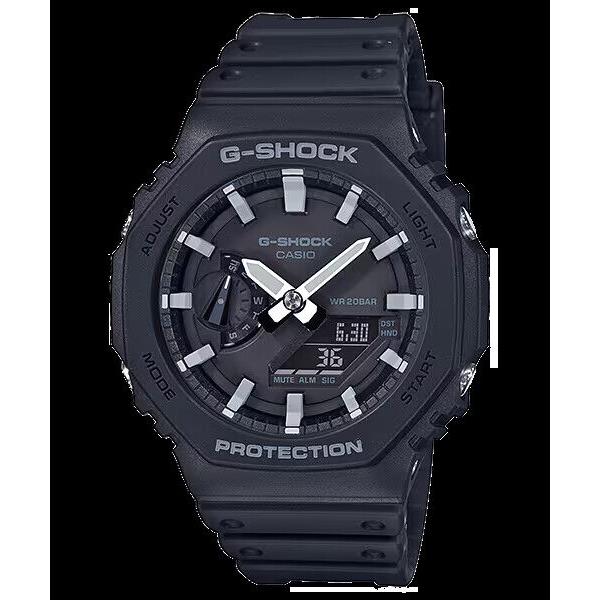 Casio GA-2100-1A Analog/digital Watch in Black with Silver Hands and Indices