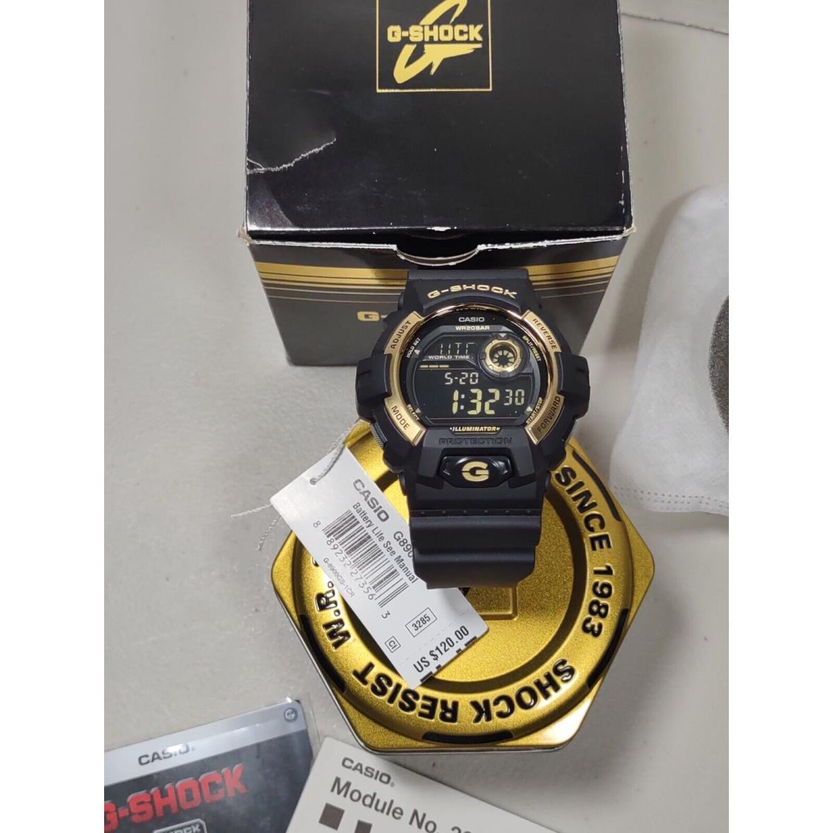 Casio G-shock 48.6m 3285 Wristwatch G8900GB-1 Black w/ Gold Details