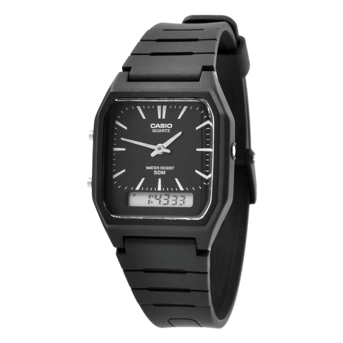 Casio AW-48H-1E Black Resin Case Black Band Watch