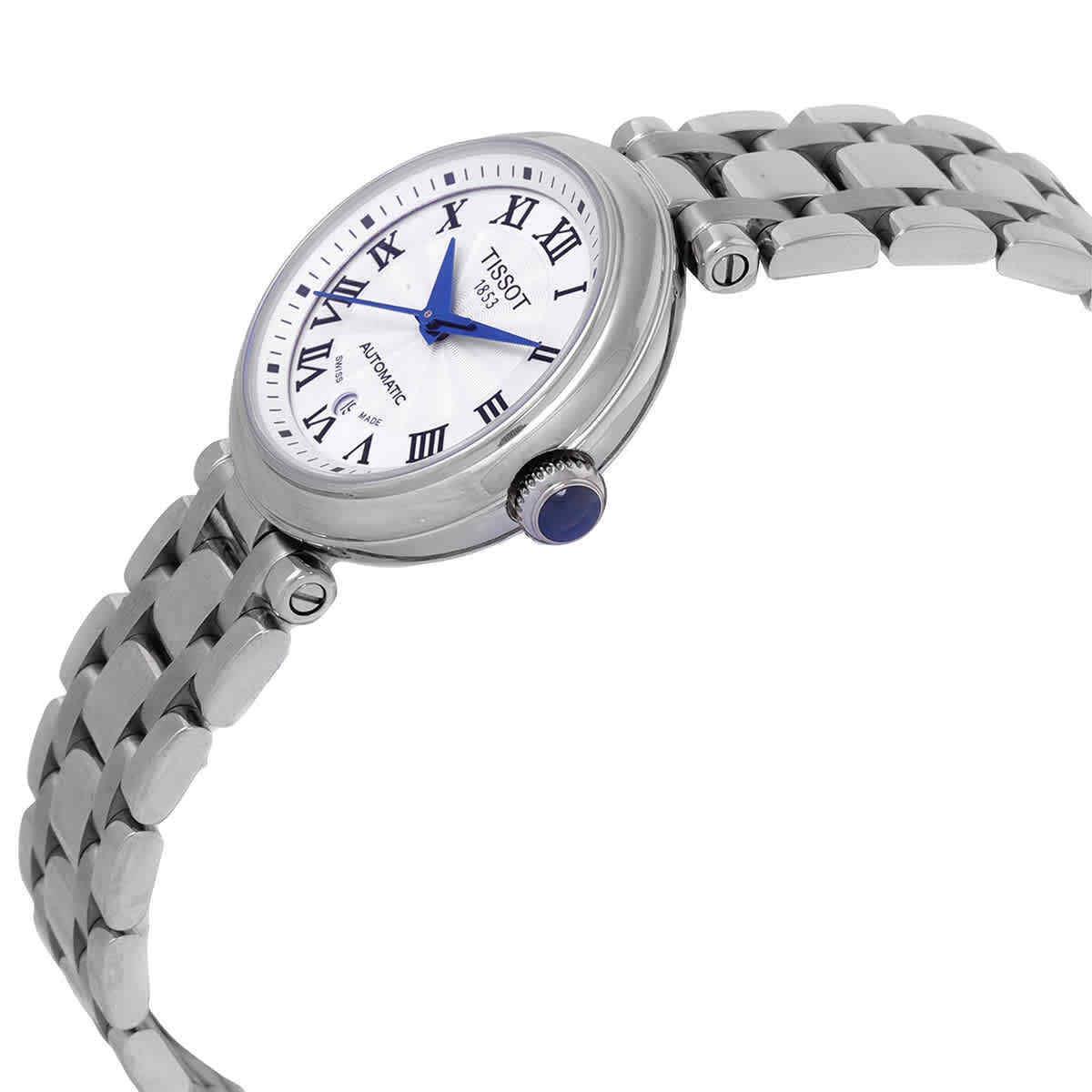 Tissot Bellissima Automatic White Dial Ladies Watch T1262071101300 - Dial: Silver, Band: Silver, Bezel: Silver