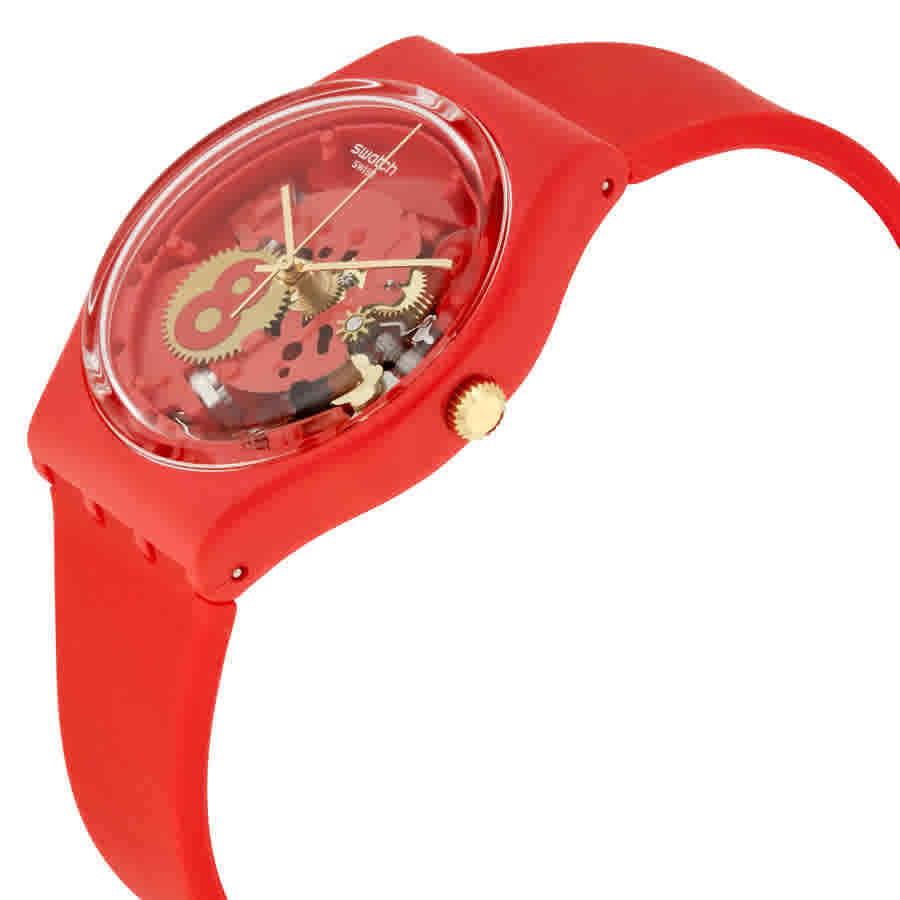 Swatch Eight For Luck Red Silicone Unisex Watch GR166