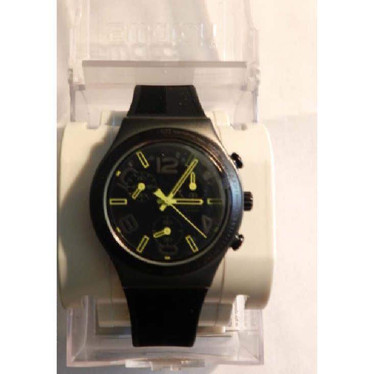 Ray OF Light Black Black Swatch Irony Chrono w Silicone Strap Date Nib-rare