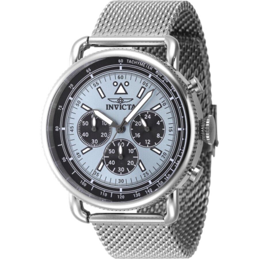 Invicta Speedway Zager Exclusive Chronograph Quartz Blue Dial Men`s Watch 47359 - Dial: Blue, Band: Silver-tone, Bezel: Silver-tone