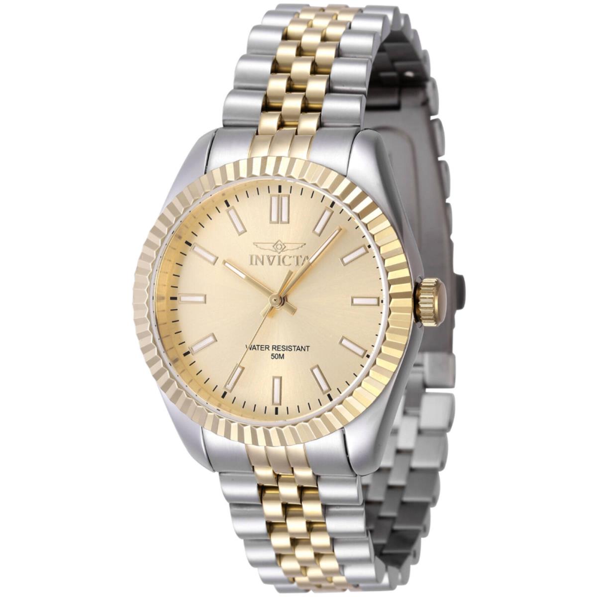 Invicta Women`s Watch Specialty Quartz Gold Tone Dial Two Tone Bracelet 47503 - Dial: Gold, Band: Silver, Yellow