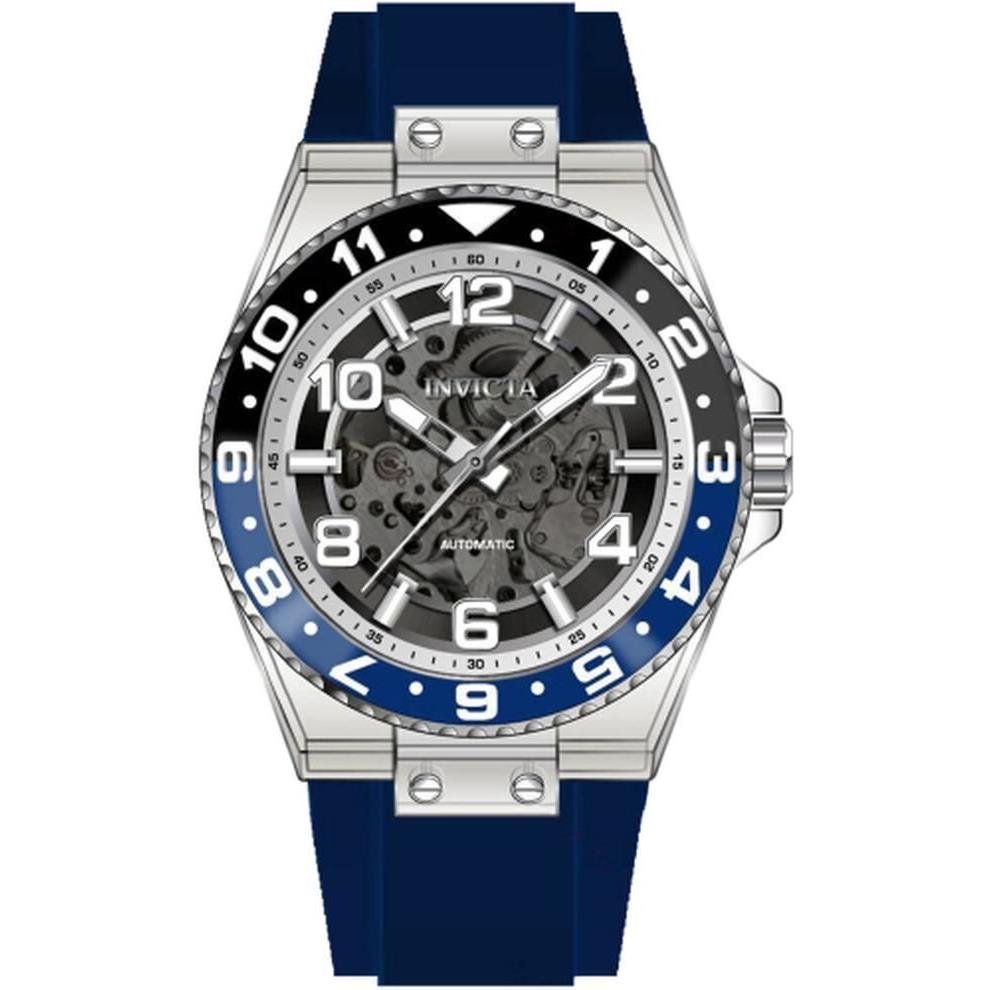 Invicta 44382 Speedway Automatic 3 Hand Skeleton Black Blue Dial Men Watch