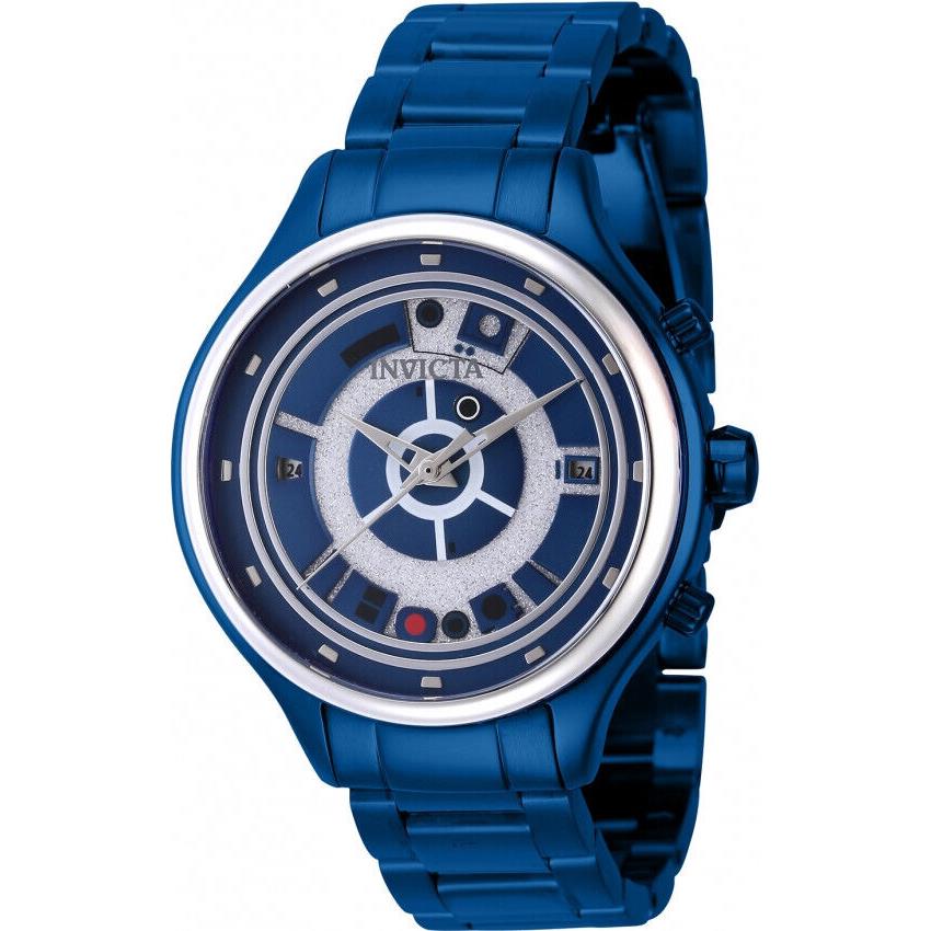 Invicta Women`s Star Wars Limited Edition R2-D2 Watch Stainless Steel 38MM Case - Dial: Blue, Band: Blue, Bezel: Silver