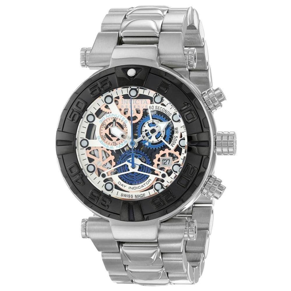 Swiss Made Invicta 15614 Subaqua Noma I Chronograph Limited Edition Mens Watch - Dial: Skeleton, Band: Silver