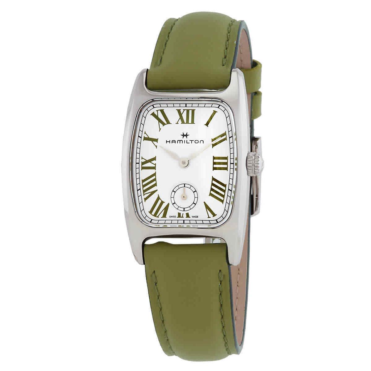 Hamilton American Classic Quartz White Dial Ladies Watch H13321813 - Dial: White, Band: Green, Bezel: Silver