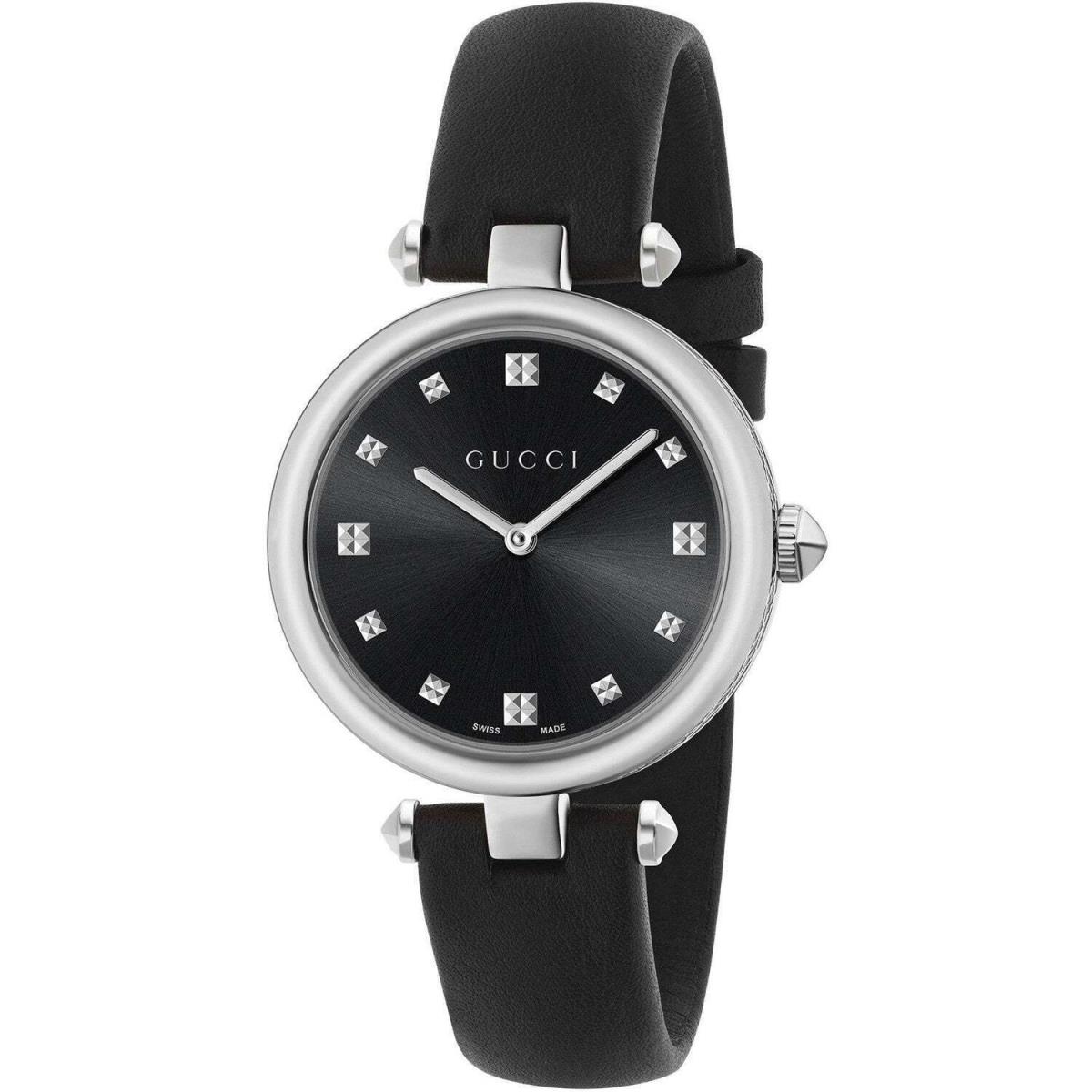 Gucci YA141403 Diamantissima 32MM Women`s Black Leather Watch