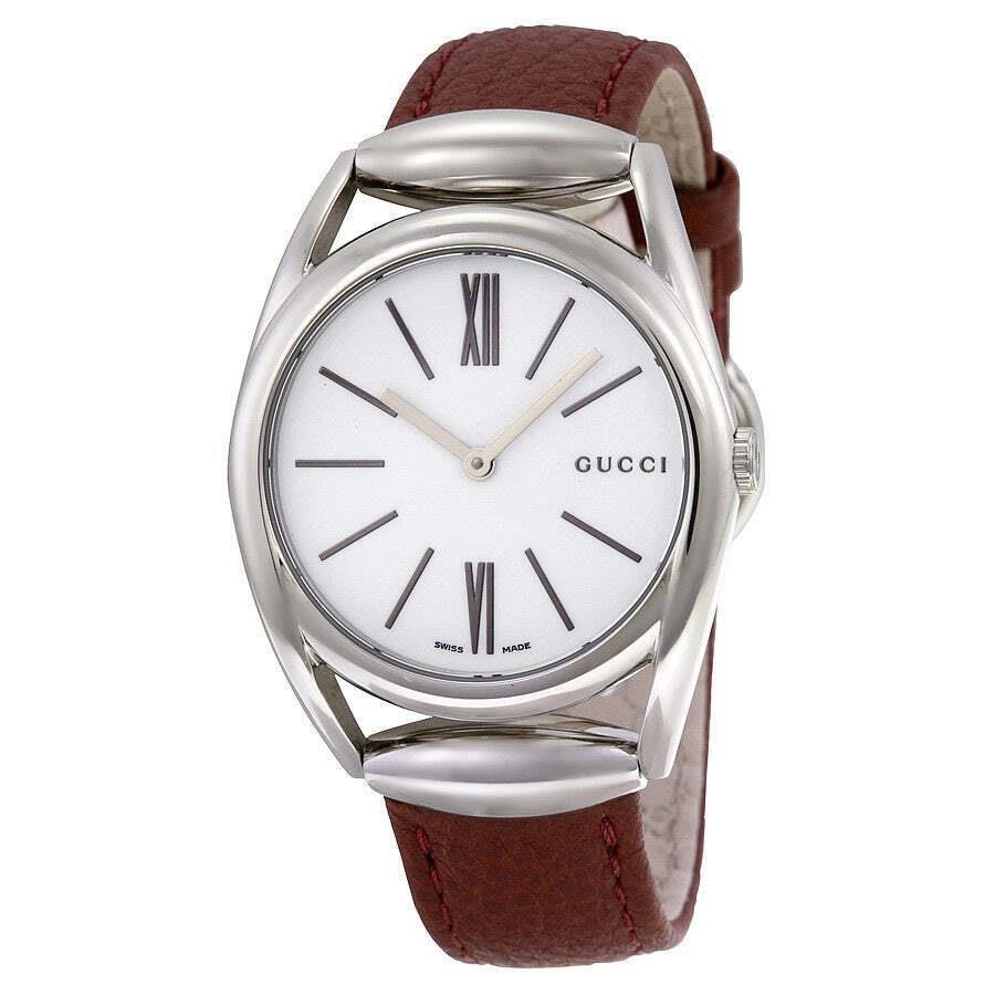 Gucci YA140403 Horsebit 34MM Women`s Brown Leather Watch