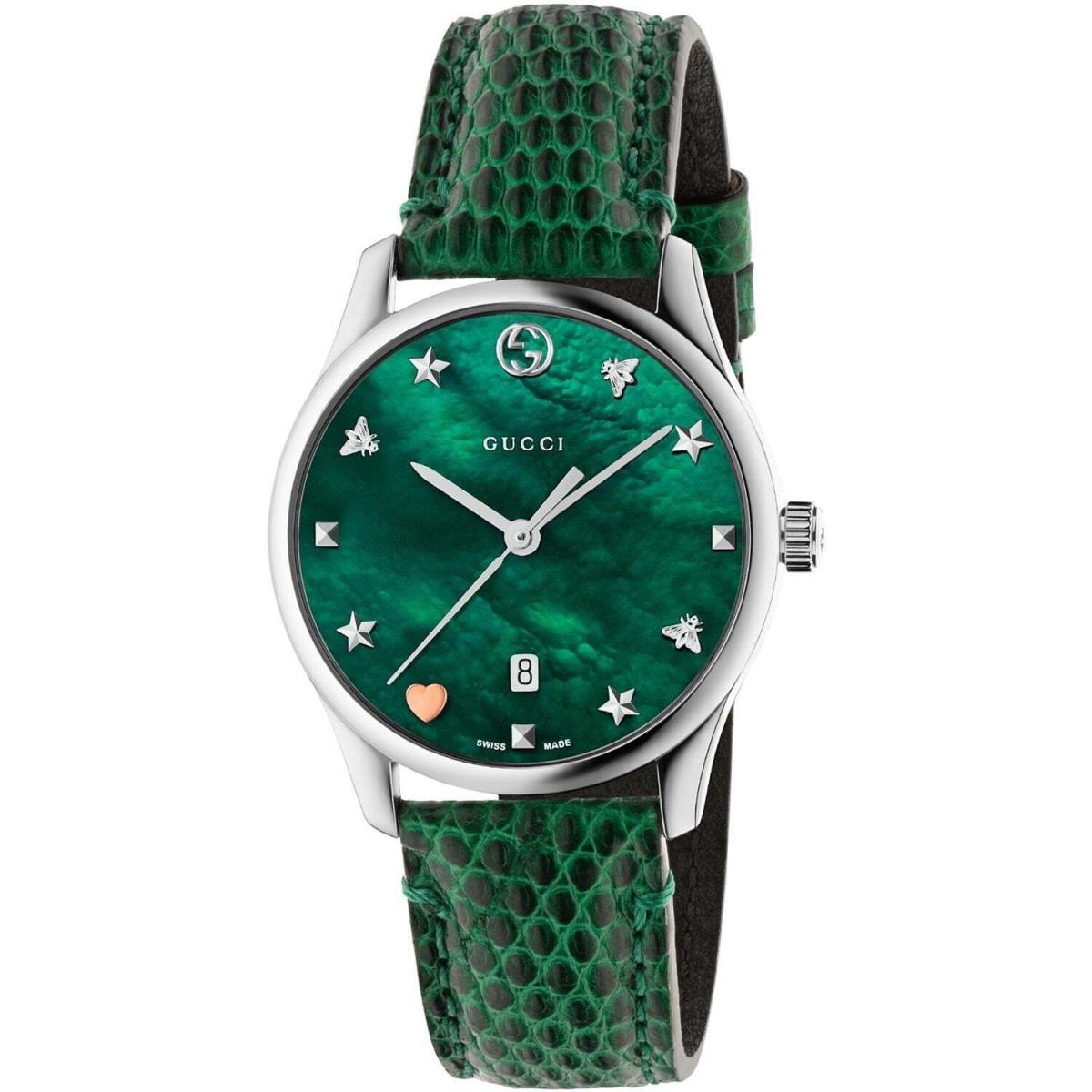 Gucci YA1264042 G-timeless 36MM Women`s Green Leather Watch