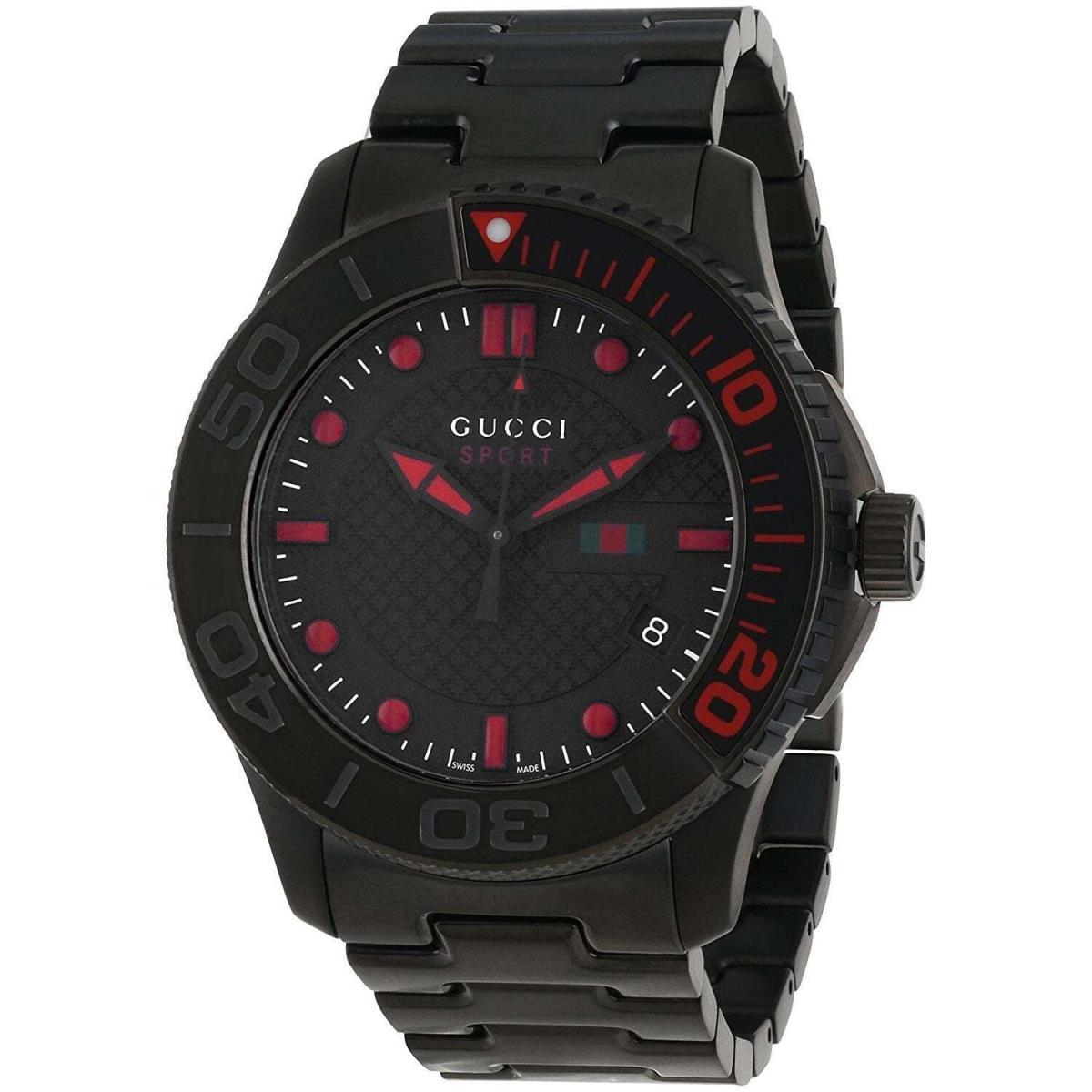 Gucci YA126230 G-timeless 44MM Men`s Black Stainless Steel Watch