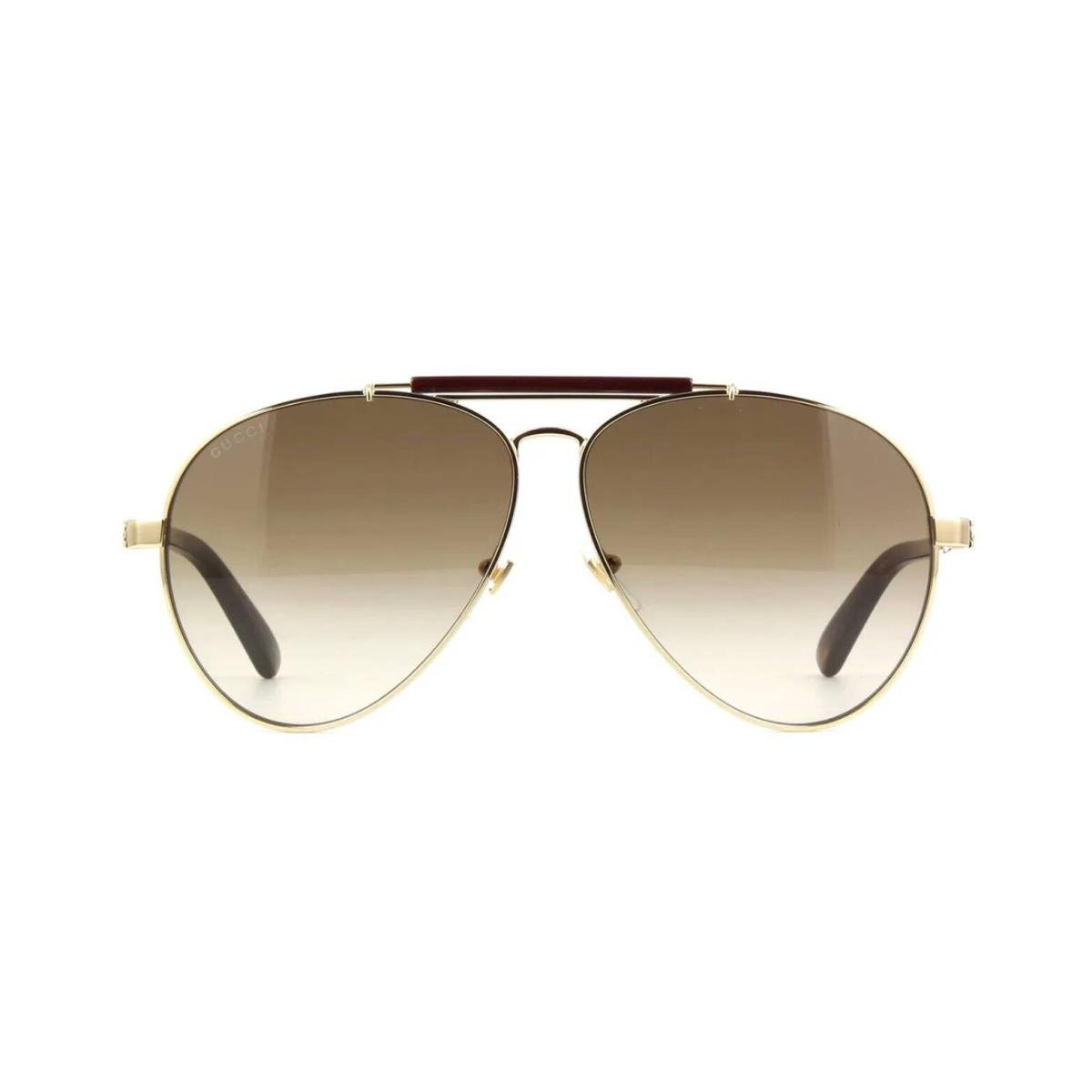 Gucci GG1287S Gold with Havana/brown Shaded 002 Sunglasses - Frame: Gold With Havana, Lens: Brown Shaded