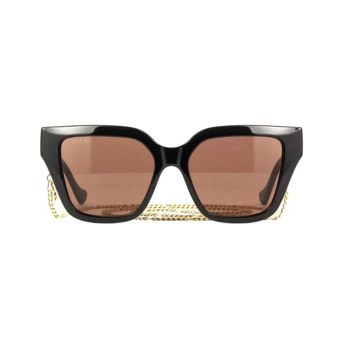 Gucci GG1023S Black with Detachable Gold Chain/brown 005 Sunglasses