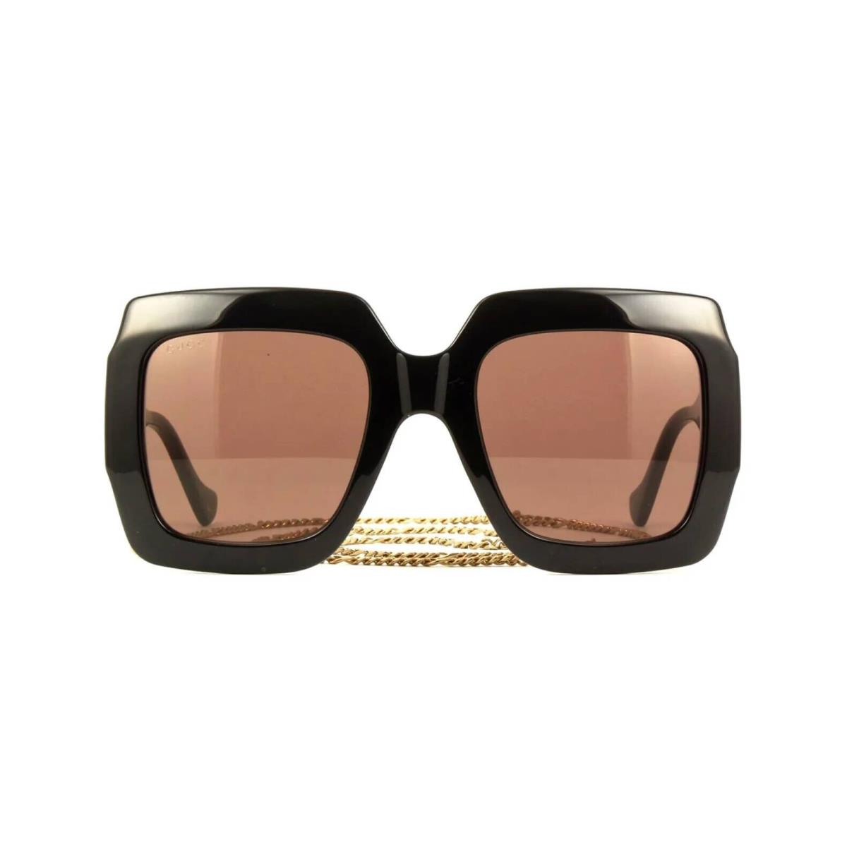 Gucci GG1022S Black with Detachable Gold Chain/brown 005 Sunglasses