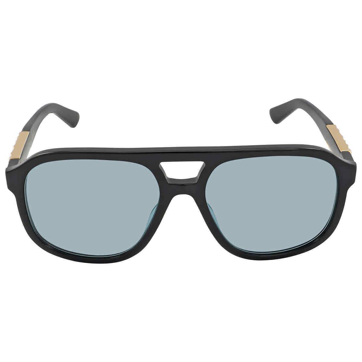 Gucci Blue Pilot Unisex Sunglasses GG1188S 004 58 GG1188S 004 58 - Frame: Black, Lens: Blue