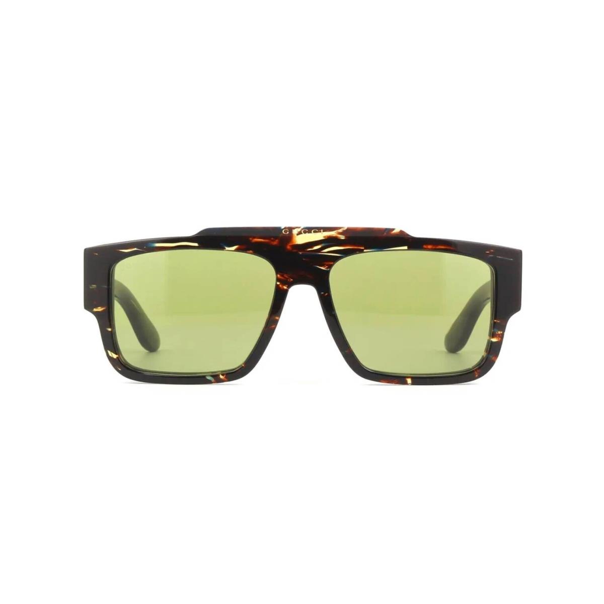 Gucci GG1460S Shiny Havana Swirl/green 002 Sunglasses