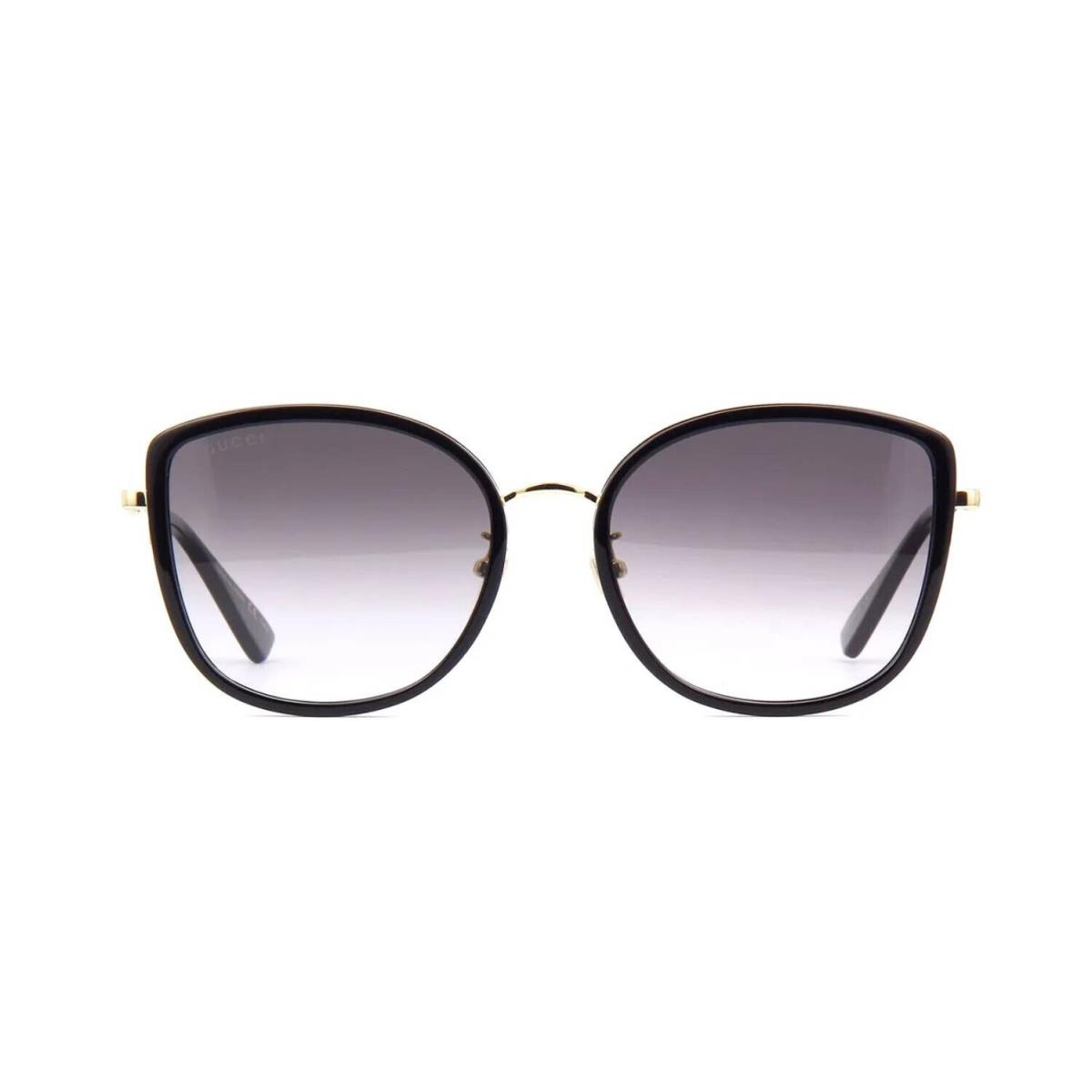 Gucci GG0606SK Black Gold/grey Shaded 001 Sunglasses