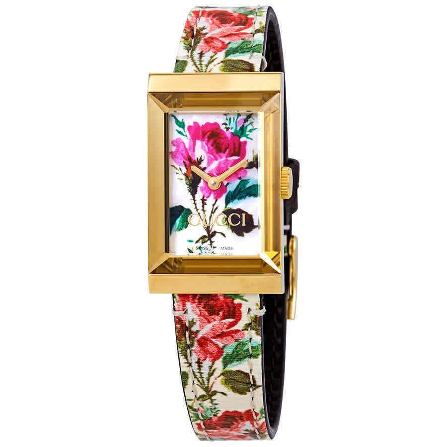 Gucci YA147406 G-frame 31MM Women`s Multicolored Leather Watch