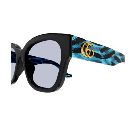 Gucci GG1550SK 003 Black/violet Striped Cat Eye Women`s Sunglasses - Frame: Black, Lens: Violet