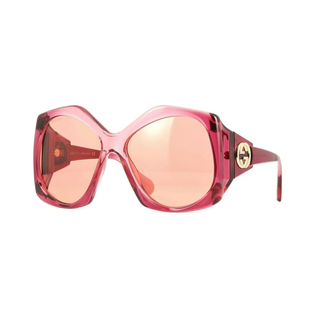 Gucci GG0875S Burgundy Crystal Shaded/orange 003 Sunglasses