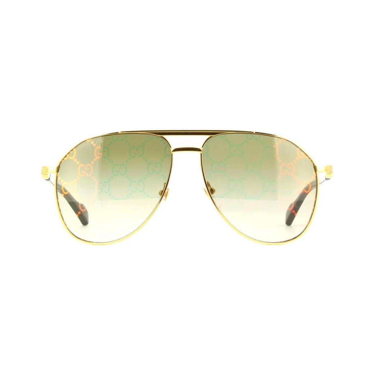 Gucci GG1220S Gold Black/green with Pattern Mirrored 004 Sunglasses