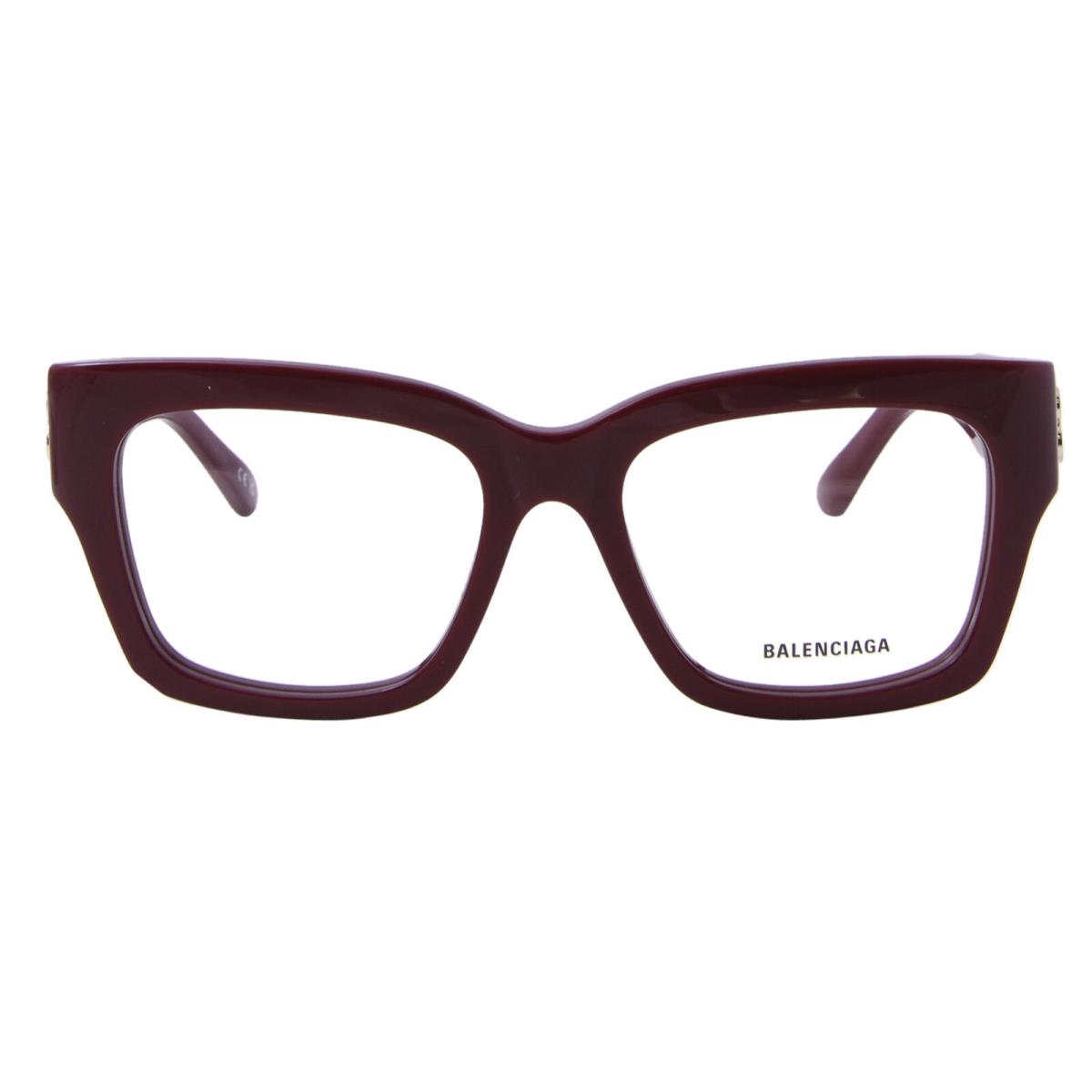 Balenciaga BB0325O 009 Eyeglasses Women`s Burgundy Full Rim Rectangle Shape 54mm