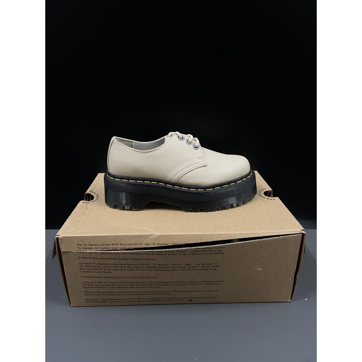 DR Martens 1461 Quad Platform Shoes Beige Smooth Leather 30612292 Women`s Size 6