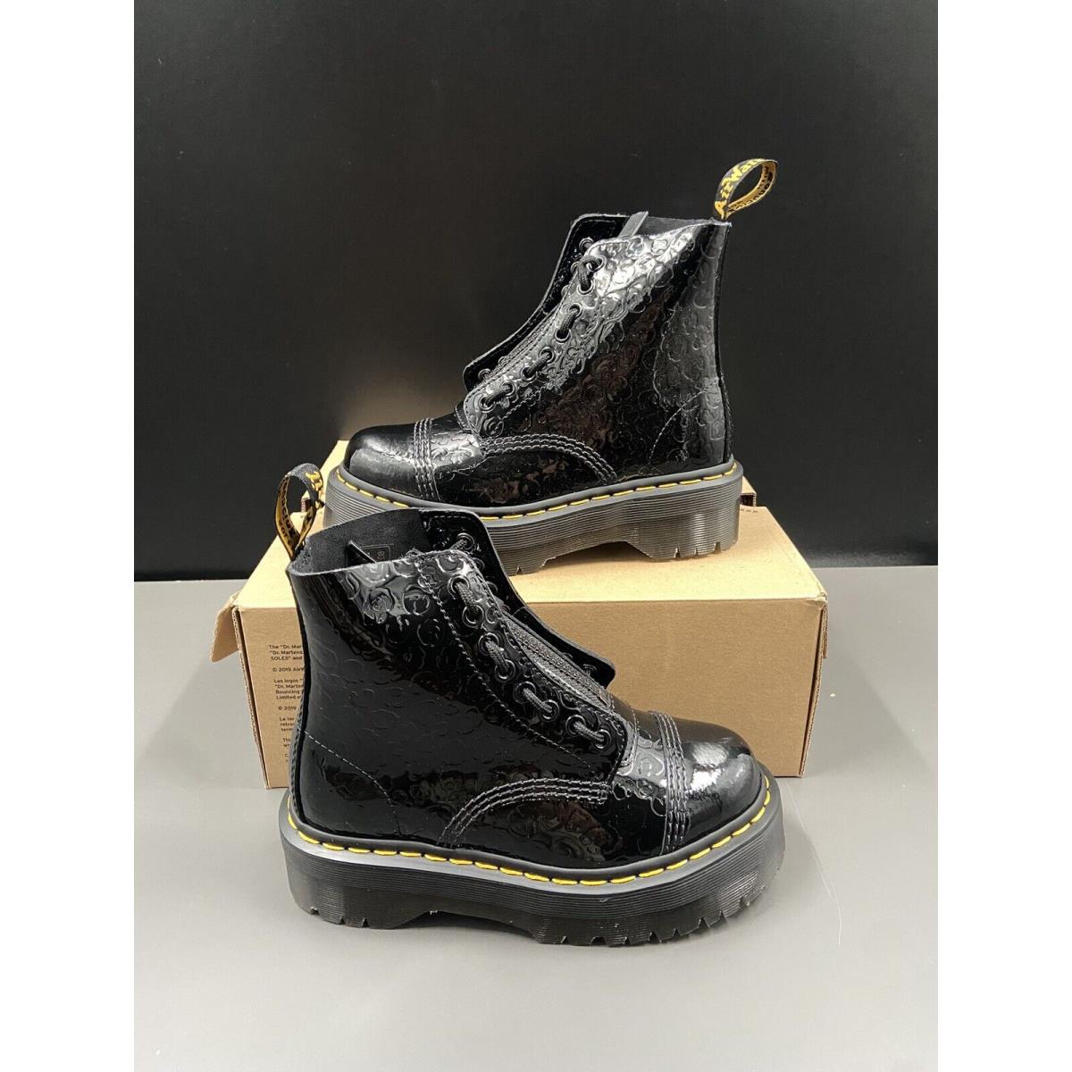 Dr. Martens Sinclair Lamper Leopard Emboss Boots Women`s Size 6 Black Patent