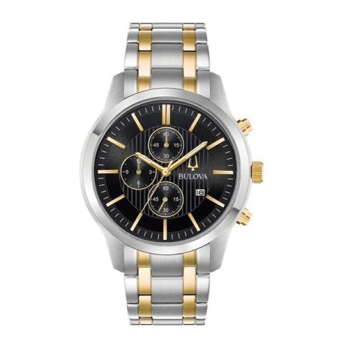 Bulova Men`s Black Dial Two-tone Chronograph Watch 96B247