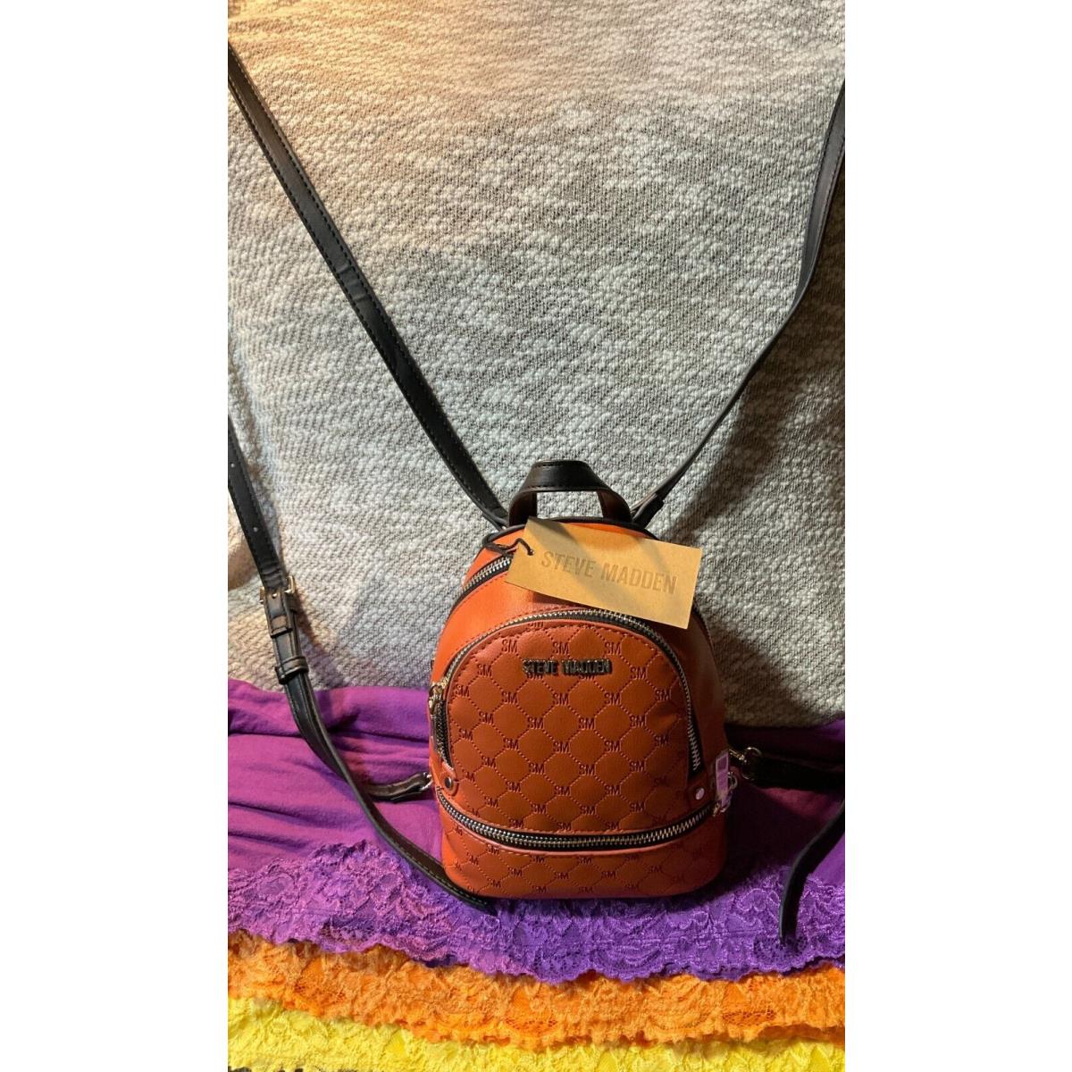 Steve Madden Ginger Brown Sig Mini Polyurathane Shoulder Bag Backpack Style