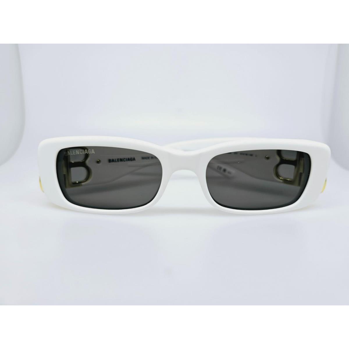 Balenciaga Sunglasses 0096S 011 51MM White Gold Frame with Dark Grey Lenses