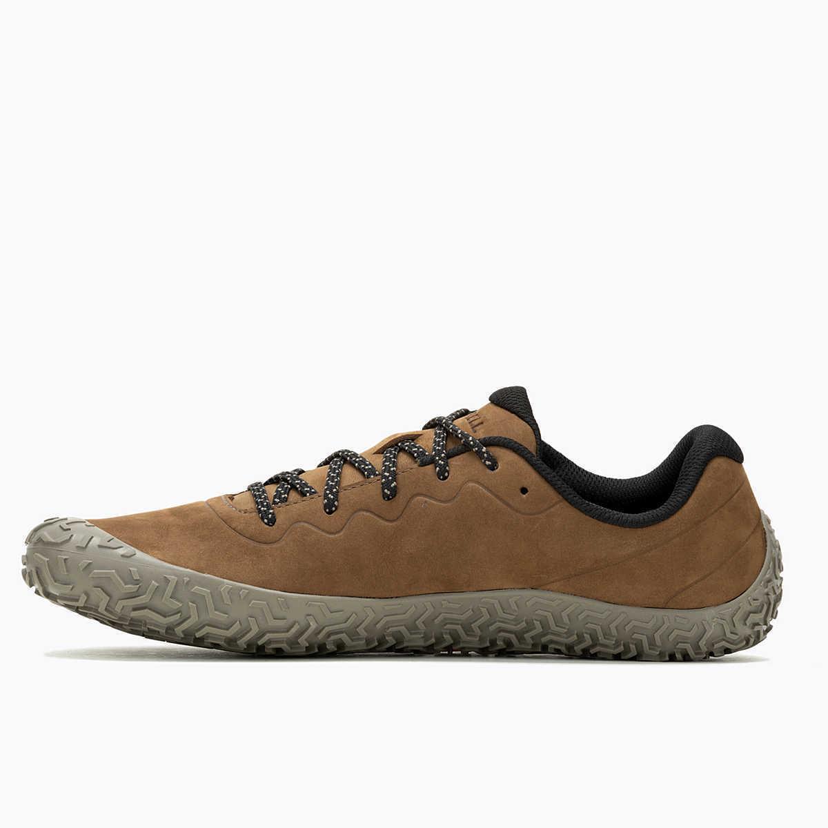 Mens Merrell Vapor Glove 6 Earth Leather Trail Running Shoes - Brown