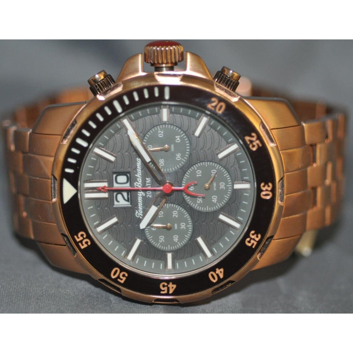 Tommy Bahama Men`s Big Island Chrono Black Dial Rose Gold Steel Watch TB3066