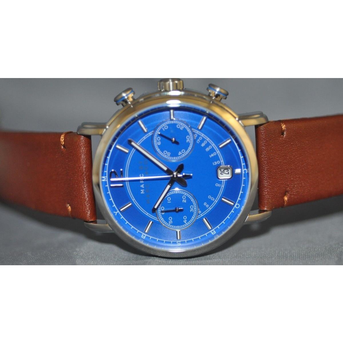 Marc Jacobs Men`s Fergus Chrono Blue Dial Brown Leather Watch MBM5066