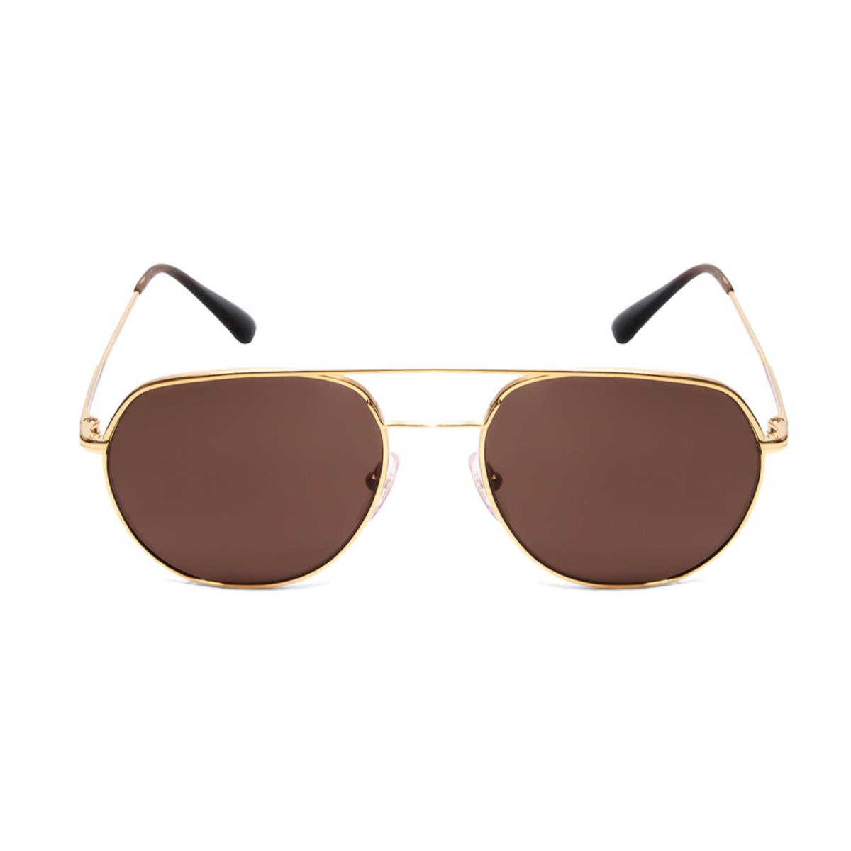 Prada SPR55U 5AK-8C1 57mm Gunmetal Gold Square Aviator Sunglasses Italy - Frame: Gold, Lens: Brown