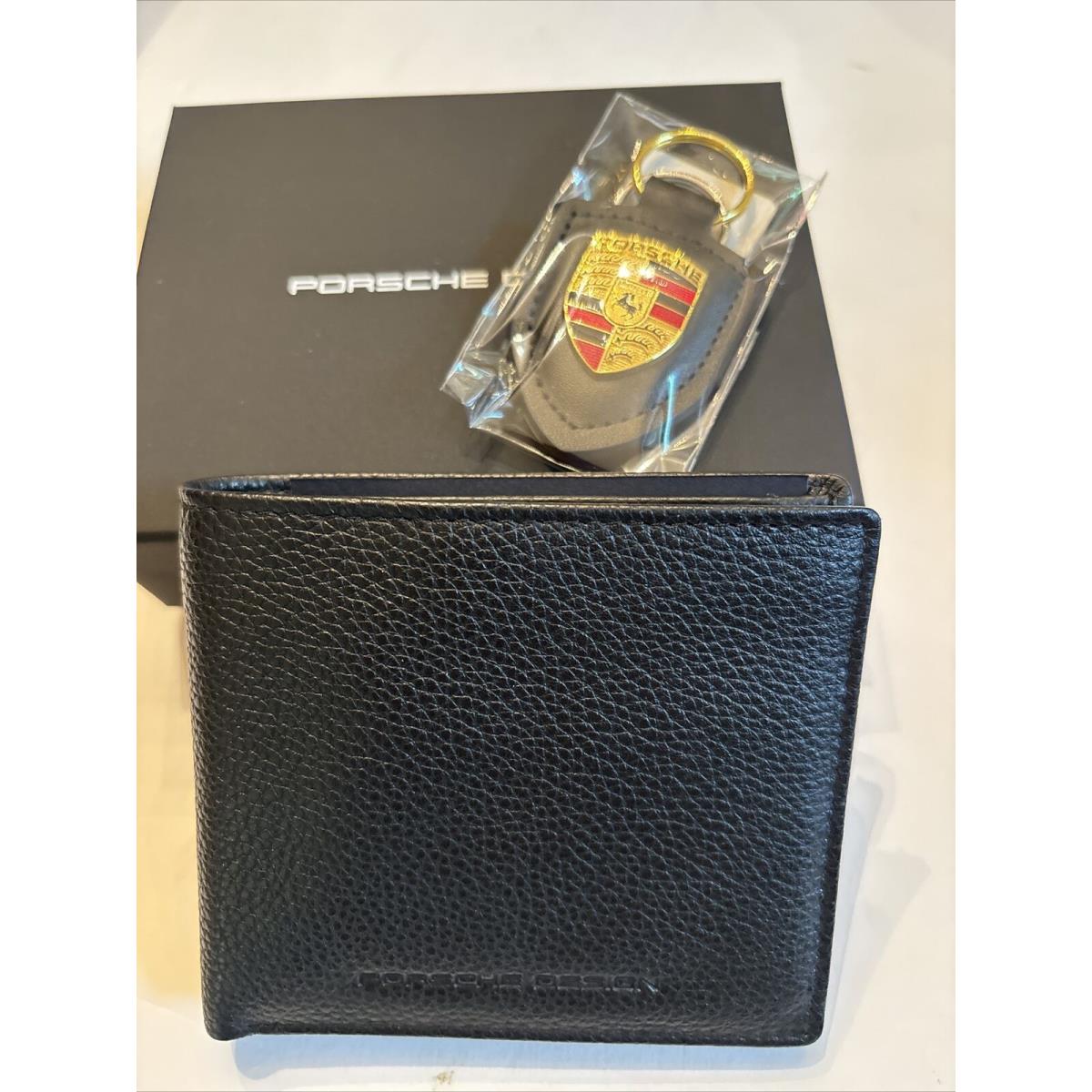 L K Porsche Design Wallet Leather Blk Voyager Billfold 10 Free Key Chain Ship