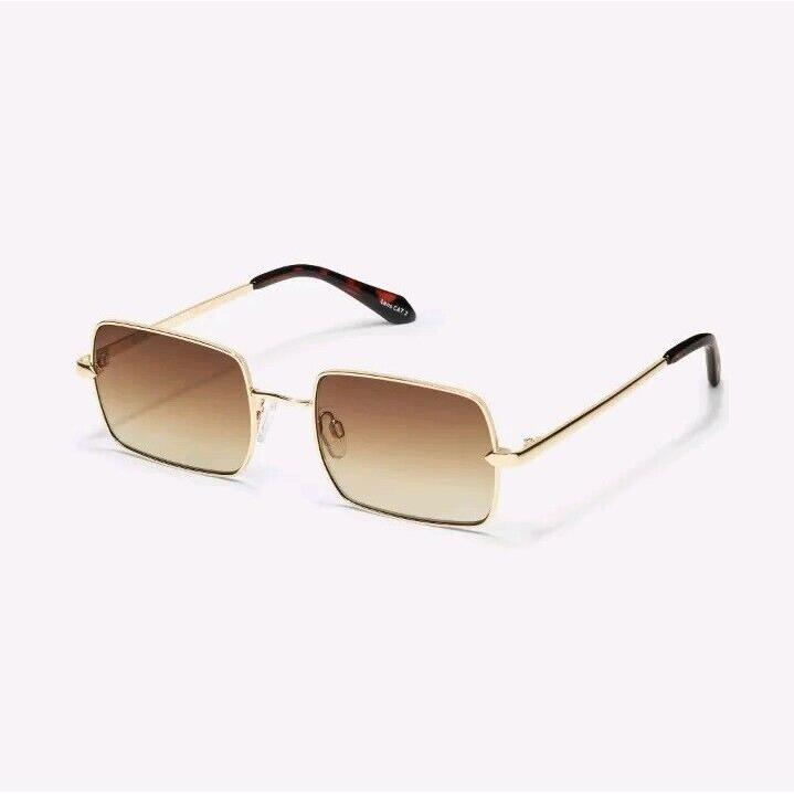 Quay Australia Ttyl 41mm Gradient Polarized Square Sunglasses Gold Fade Festival