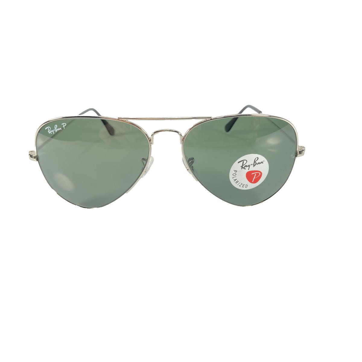 Ray Ban Aviator RB3025 003/58 Silver Frame /green Polarized Lense 58mm