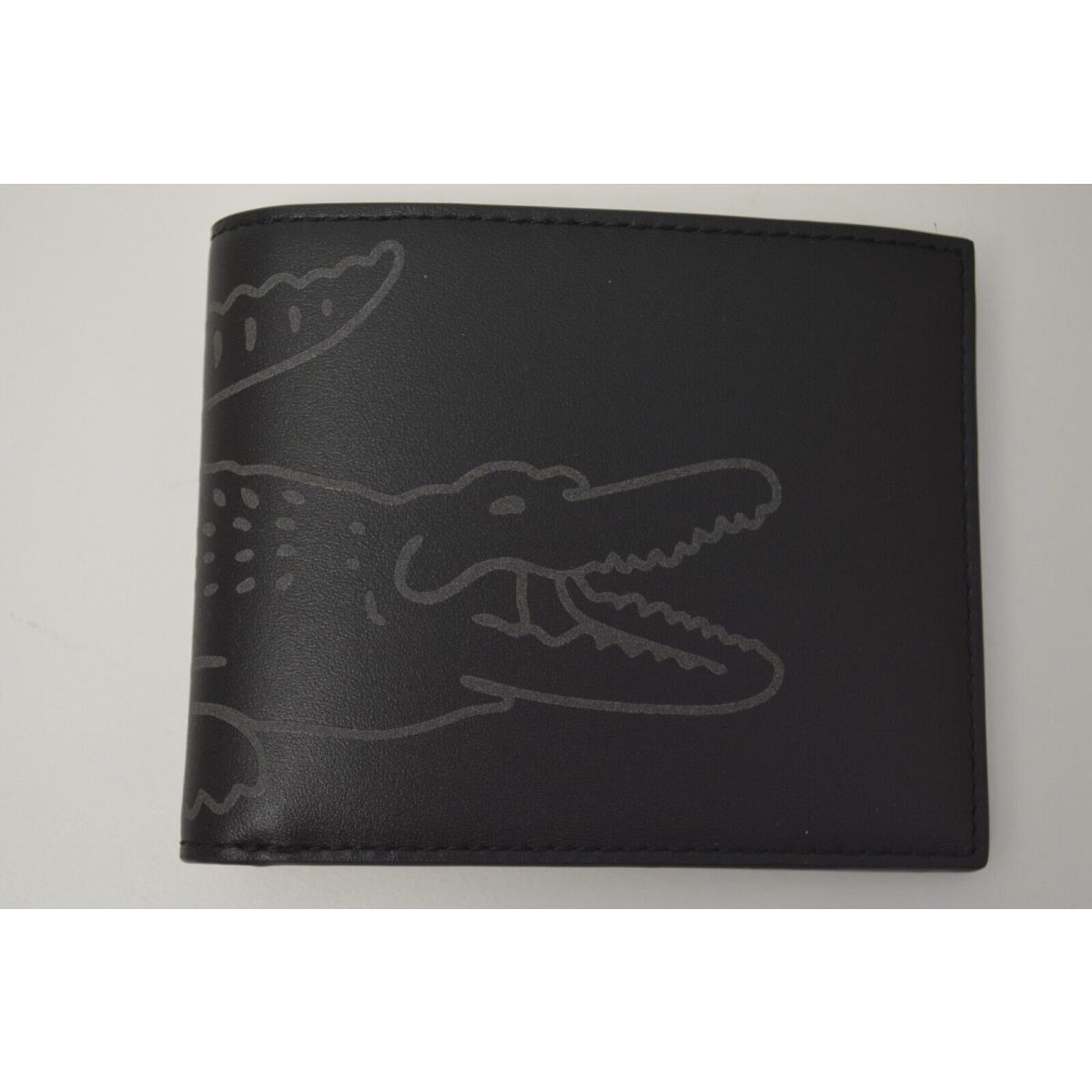 Men`s Lacoste Black Cow Leather Alligator Wallet - - NH3505FW