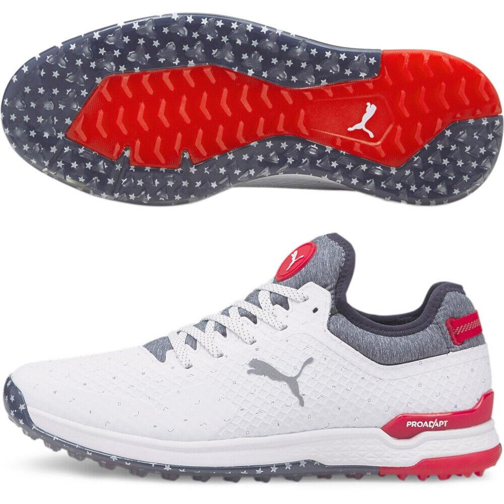 Puma Men`s LE Proadapt Alphacat Love H8 Golf Shoes White/ski Patrol-pick - White / Silver / Ski Patrol