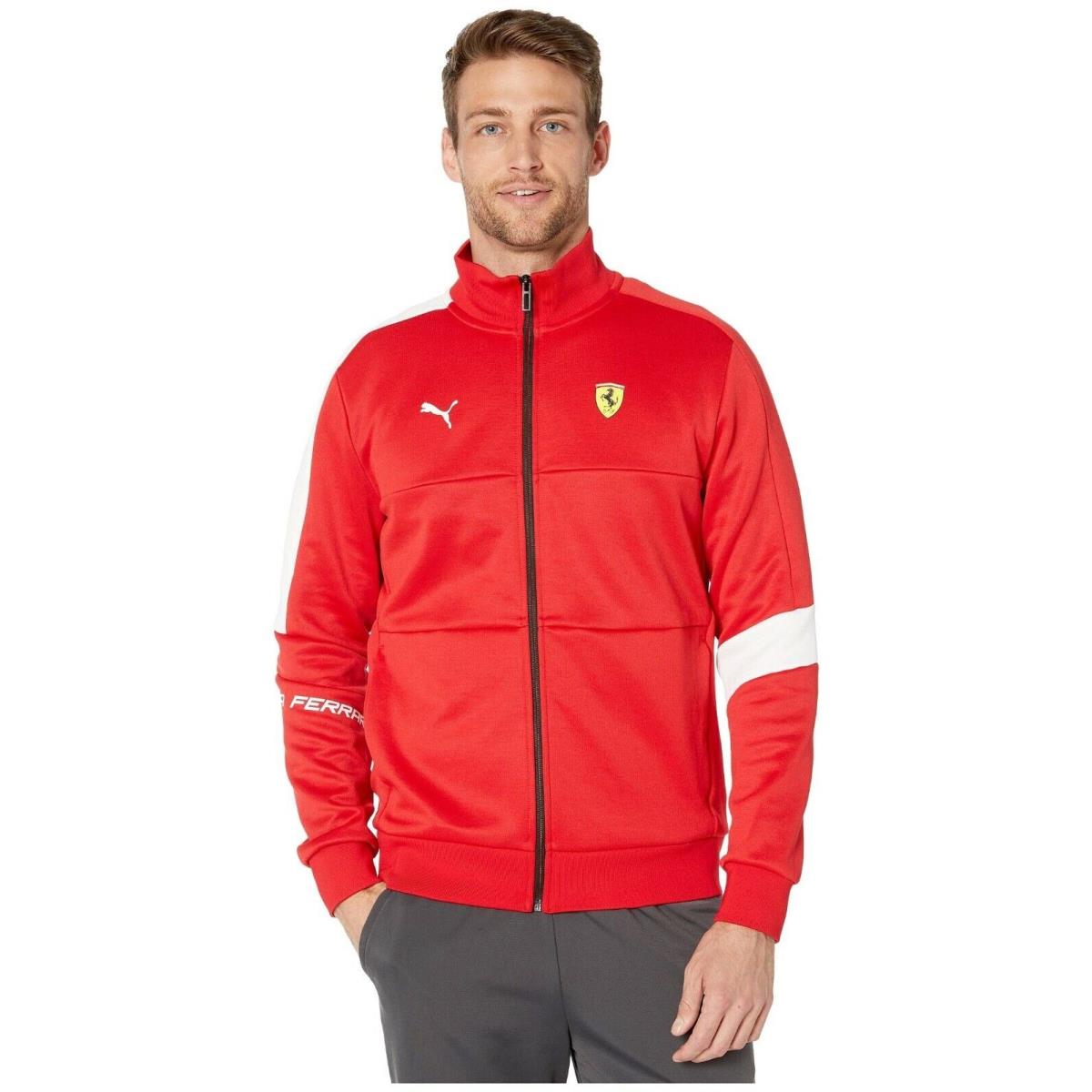 Men`s Puma Ferrari T7 Lifestyle Racing Dna Zip Up Track Jacket Red