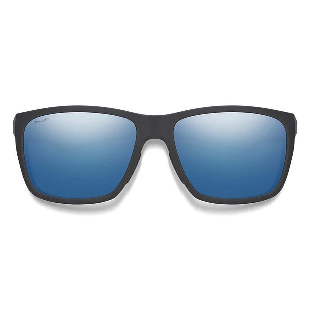 Smith Longfin Matte Black Chromapop Glass Polarized Blue Mirror Sunglasses