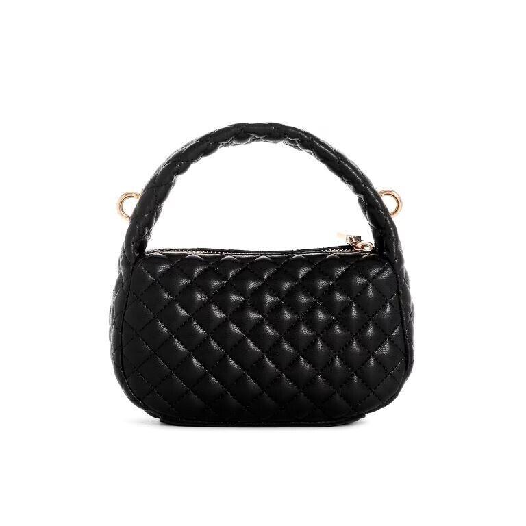 Guess Rianee Quilted Faux-leather Mini Hobo Shoulder Bag -black