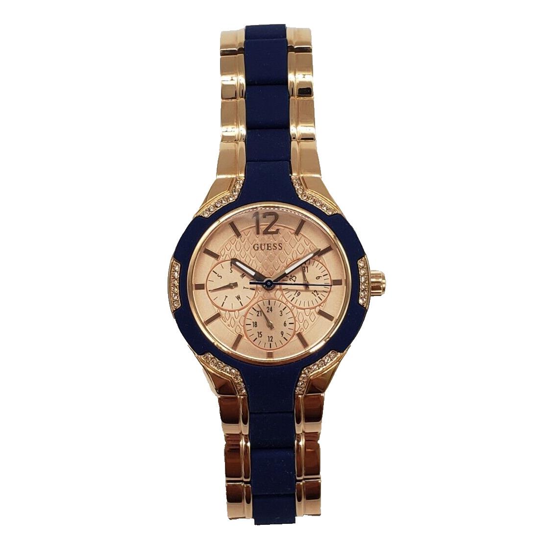 Guess Rose Gold Blue 36mm Multifunction Stainless Steel Women`s Watch U0556L5