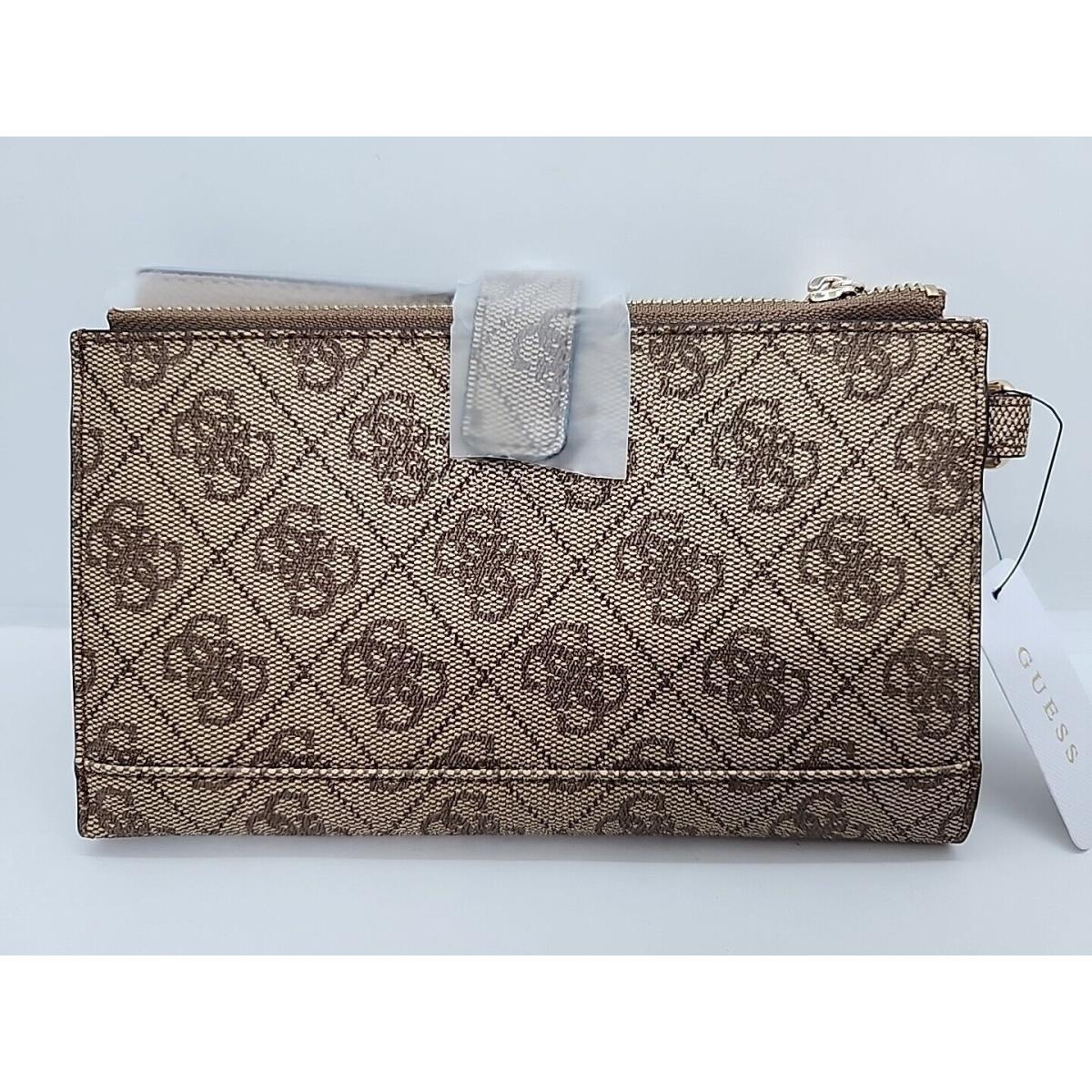 Guess Laurel Quattro G Double-zip Organizer Latte Logo